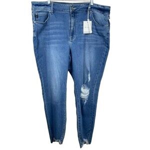 Kancan High Rise Skinny raw freyes Hem distressed Jean Size 22 NWT